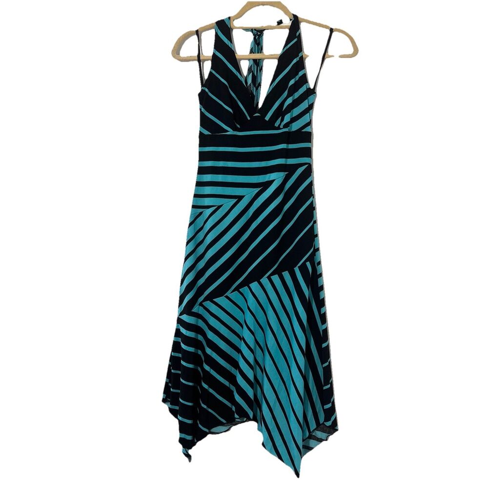 Vintage Tampa‎ Babydoll Halter Dress Womens M Striped Asymmetrical Fairy Party